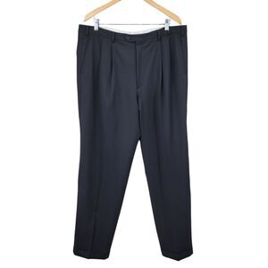 Brioni Cannes Super 120's Wool Classic Black Dress Pants Pleated Cuffed